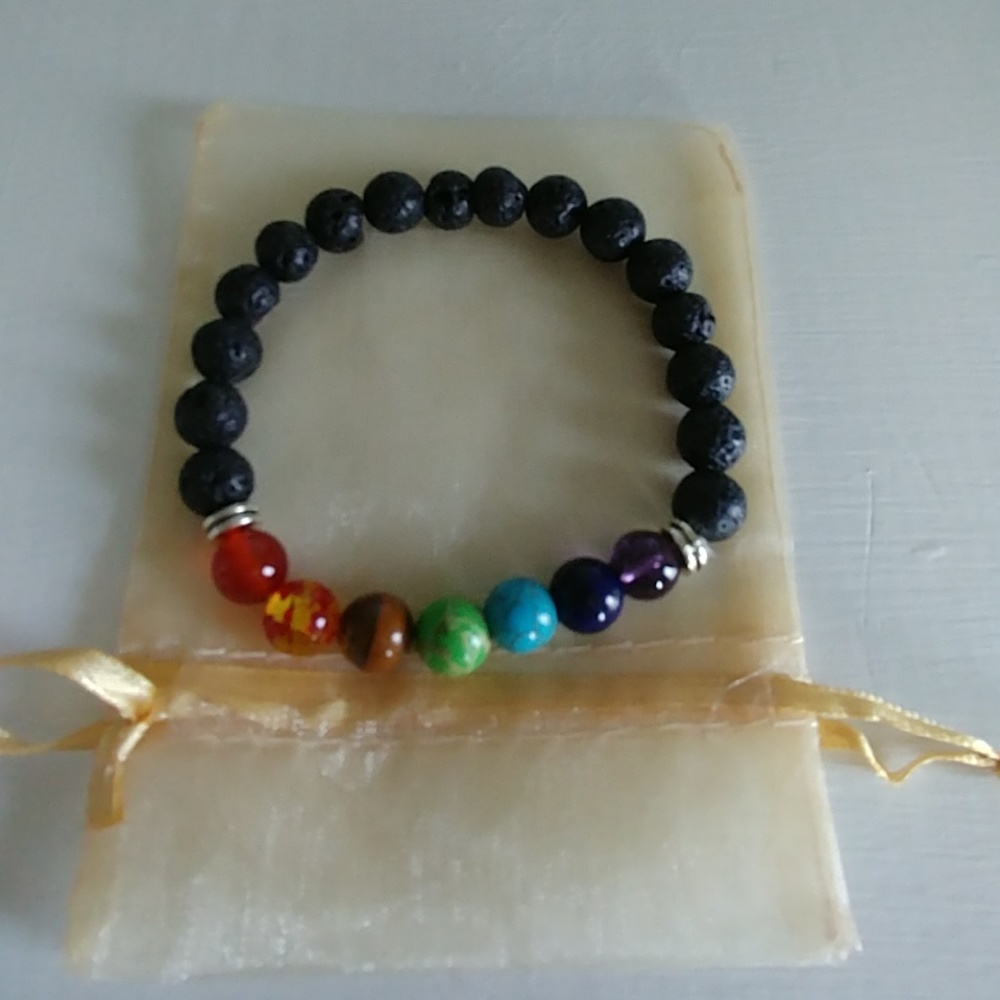 New Lava Stone Chakra Energy Bracelet